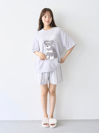 Schnauzer Airy Moco Jacquard Pullover & Shorts Set