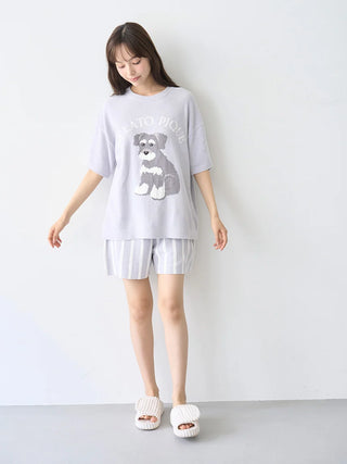 Schnauzer Airy Moco Jacquard Pullover & Shorts Set