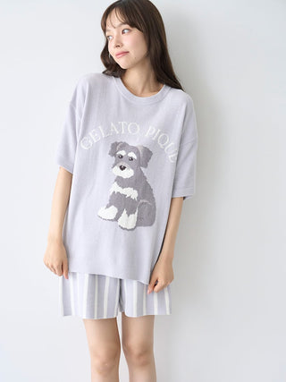 Schnauzer Airy Moco Jacquard Pullover & Shorts Set