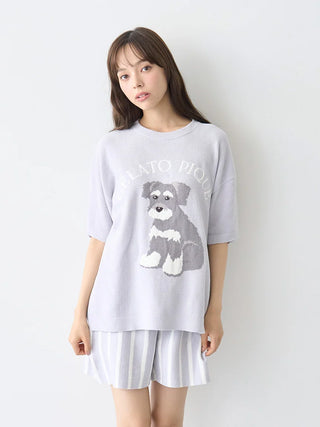 Schnauzer Airy Moco Jacquard Pullover & Shorts Set