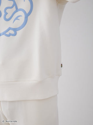 Close-up of Super Mario unisex fleece pullover featuring 3D puff print design in soft cotton fabric.
