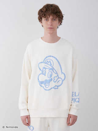 Unisex fleece pullover with Mario print, featuring soft cotton-lined fabric and three-dimensional design.