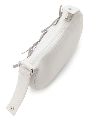Gelato Pique Ribbon Handle Pouch with smooth matte fabric and elegant design, showcasing a unique rounded shape and ribbon handle.