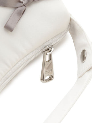 Close-up of Gelato Pique Ribbon Handle Pouch showcasing zipper detail and elegant ribbon design.