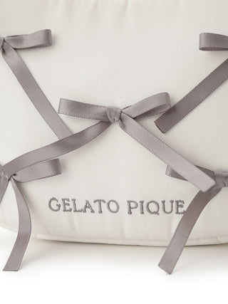 Gelato Pique Ribbon Handle Pouch with elegant gray ribbons on smooth matte fabric.