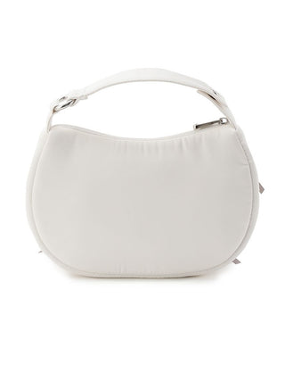 Elegantly Minimal Gelato Pique Ribbon Handle Pouch in smooth white matte fabric with a modern rounded shape and durable design.