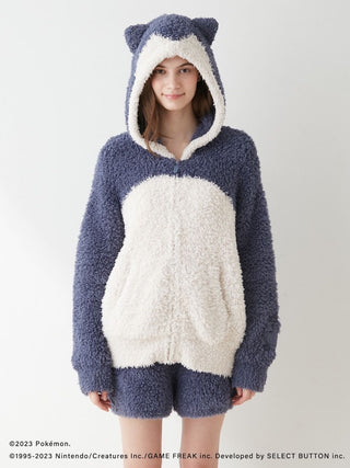 GELATO Snorlax Hoodie & Shorts Set from Pokémon Sleep collection, featuring fuzzy fabric with Snorlax design.