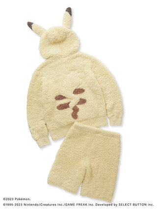 Fluffy Pikachu hoodie and shorts set for men featuring cute ears and tail design from Pokémon Sleep collection.