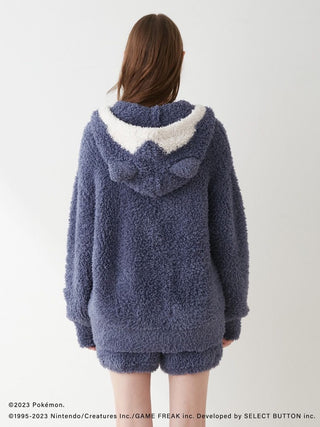 Back view of Pokémon Sleep GELATO Snorlax Hoodie & Shorts Set in plush fabric