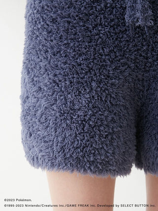 Close-up of GELATO Pokémon Sleep Snorlax shorts in plush fabric.