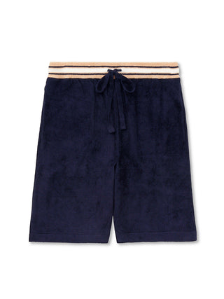 Smooth Light Loungewear Shorts with sporty waistline in navy, crafted from breathable Smoothie Light fabric, featuring stylish embroidery.