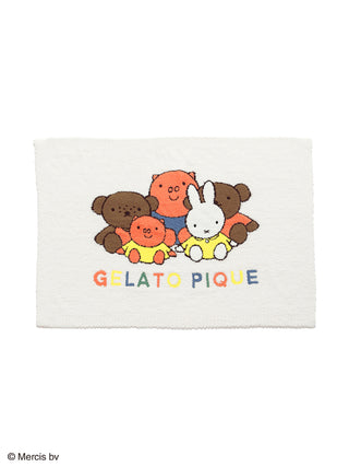 Gelato Pique Dick Bruna Babymoco blanket featuring Miffy and friends design on soft white fabric.