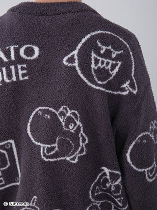 Close-up of SUPER MARIO™️ men's Baby Moco cardigan with character pattern, showcasing fluffy texture and jacquard design.