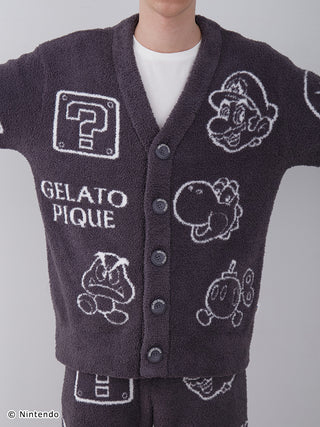 SUPER MARIO™️ Men's Baby Moco cardigan with character pattern, featuring soft fluffy fabric and luxurious Jacquard design.