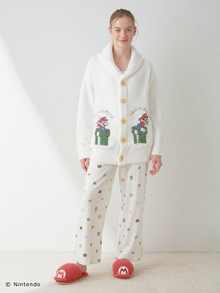 Unisex Mario-themed Baby Moco shawl cardigan with Super Mario design, soft and fluffy knitwear, perfect for cozy comfort.