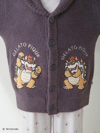 Super Mario unisex Baby Moco cardigan featuring Bowser embroidery and gelato pique branding.