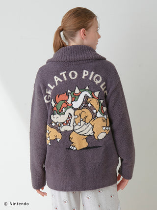 Unisex Baby Moco Jacquard Shawl Cardigan with Super Mario design, soft and fluffy fabric, featuring character back artwork, Gelato Pique.