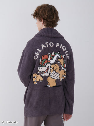 Rear view of unisex Super Mario Baby Moco cardigan with Bowser design by Gelato Pique.
