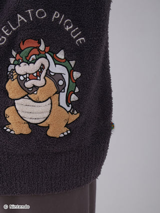 Super Mario Bowser design on dark Baby Moco Jacquard Shawl Cardigan showcasing unique and playful style.