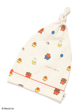 Patterned flannel night cap featuring Miffy and friends, part of the Gelato Pique and Dick Bruna collaboration series.