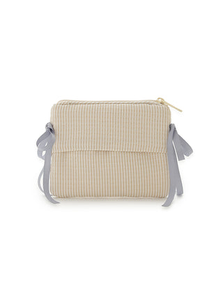 Striped Ribbon Tissue Pouch with pastel hues, soft cotton-blend fabric, and elegant ribbon details for everyday essentials storage.