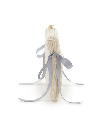 Side view of Gelato Pique USA Striped Ribbon Tissue Pouch with soft cotton fabric and ribbon detail, elegant and practical.
