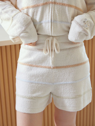 Smoothie Colorful Border Lounge Shorts with pastel stripes for cozy days by Gelato Pique USA