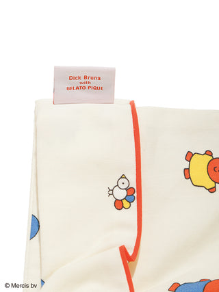 Dick Bruna patterned flannel nightcap with "Miffy" characters, collaboration with GELATO PIQUE, featuring "Aunt Alice's Party" print.