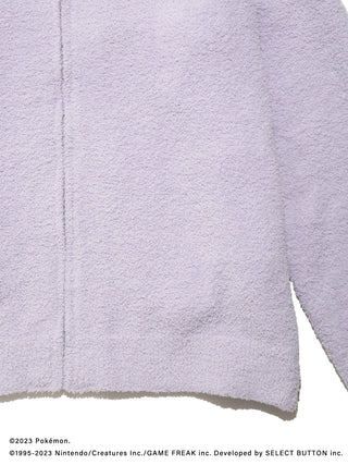 Close-up of Pokémon Sleep Baby Moco Ditto Hoodie, showing soft fluffy fabric texture in pastel purple.