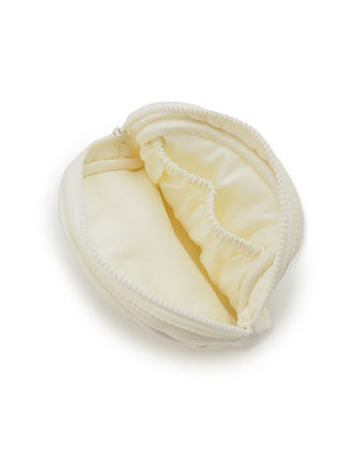 Open Marshmallow Motif Tissue Pouch showcasing soft, cream-colored interior and convenience for luxury loungewear accessories.