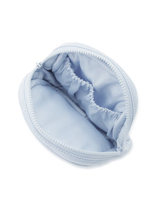 Interior view of soft blue Marshmallow Motif Tissue Pouch with elastic compartments; an essential accessory for everyday luxury.