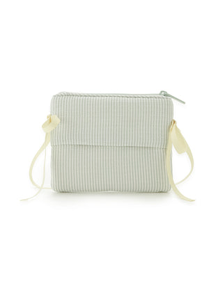Striped Ribbon Tissue Pouch, pastel colors, soft cotton-blend fabric, ribbon details, elegant storage for essentials.