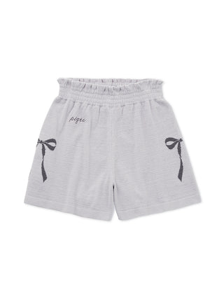 Premium Loungewear Ribbon Jacquard Lounge Shorts with ribbon motif, soft touch, from Gelato Pique USA, featuring chic embroidery.