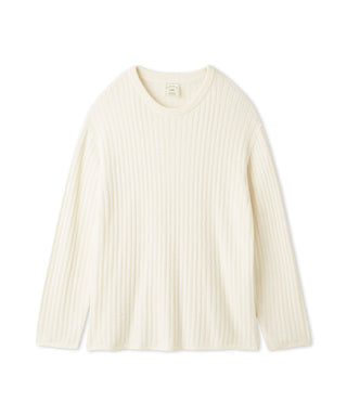 White Thermal Smoothie Pullover Sweater with ribbed texture, cozy and lightweight loungewear from Gelato Pique USA.