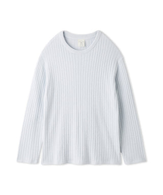 Gelato Pique USA Thermal Smoothie Pullover Sweater in white with ribbed texture, soft cozy loungewear top.