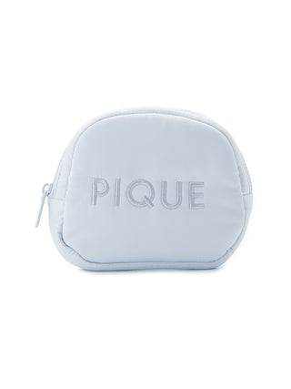 Light blue Gelato Pique marshmallow motif tissue pouch, soft fabric with zipper and embroidered logo, stylish and functional accessory.