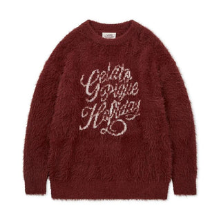 Festive Feather Pullover Sweater with holiday greeting, in soft, cozy fabric, perfect for warm and stylish winter wear.
