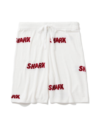 COOL SHARK Logo Jacquard Men's Lounge Shorts with red shark lettering, crafted from soft contact-cooling fabric for ultimate comfort.