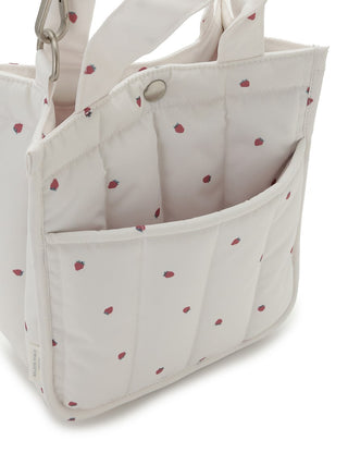 CAT & DOG Strawberry Quilted Walking Bag in M by Gelato Pique USA. a lovely and fashionable quilted pet walking bag. Created with quality fabrics, has multiple purposes, and has plenty of rooms for organization.