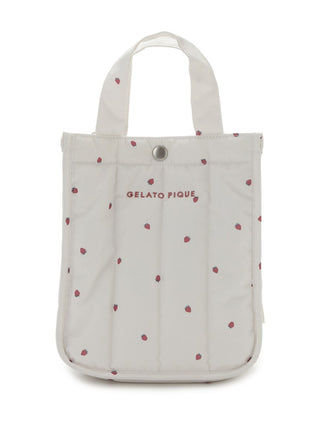 CAT & DOG Strawberry Quilted Walking Bag in M by Gelato Pique USA. a lovely and fashionable quilted pet walking bag. Created with quality fabrics, has multiple purposes, and has plenty of rooms for organization.