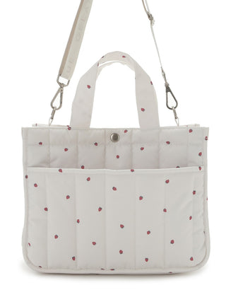 CAT & DOG Strawberry Quilted Walking Bag by Gelato Pique USA. a lovely and fashionable quilted pet walking bag. Created with quality fabrics, has multiple purposes, and has plenty of rooms for organization.