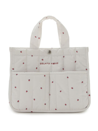 CAT & DOG Strawberry Quilted Walking Bag by Gelato Pique USA. a lovely and fashionable quilted pet walking bag. Created with quality fabrics, has multiple purposes, and has plenty of rooms for organization.