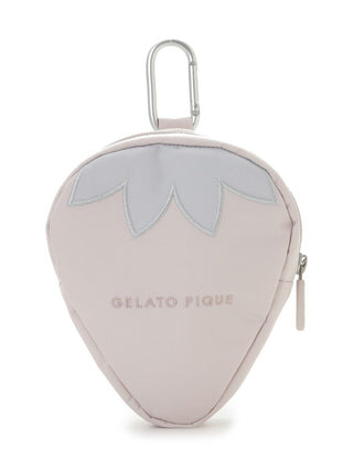 CAT & DOG Strawberry Pouch by Gelato Pique USA.  A colon and cute strawberry-shaped pouch with a carabiner that can be hooked to walking bag. Made with the usual "gelato pique" fare of quality fabrics and pastel hues design. 