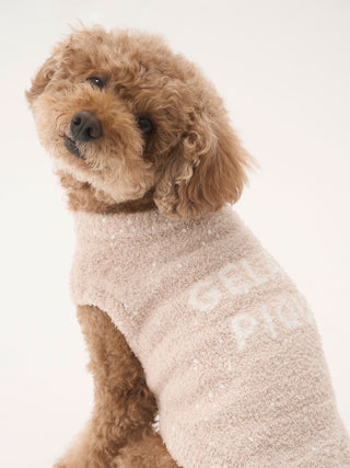 Dog wearing Gelato Pique Baby Moco Nep Pullover Loungewear, showcasing soft and fluffy material, perfect for keeping pets warm and cozy.
