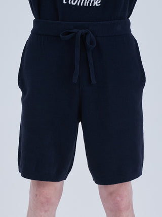 Airmoco ultra comfy men's lounge shorts in navy, featuring a jacquard pattern, perfect for summery style and lasting quality.