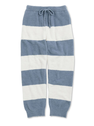 Striped Baby Moco Men's Long Lounge Pants in blue and white, made with luxurious "Babymoco" material for warmth and style.