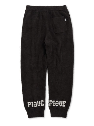 Baby Moco Men’s Long Lounge Pants in black with 'Pique' branding on the cuffs, featuring a pocket and luxurious 'Babymoco' material.