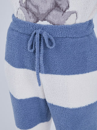Blue and white striped men's long lounge pants made from soft Babymoco material by Gelato Pique HOMME.