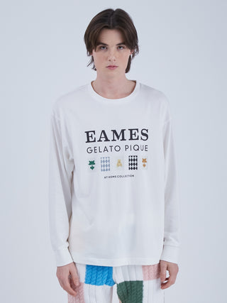 EAMES HOMME One point logo long T by Gelato Pique USA. A light knit series made of "Airmoko" material, inspired by "EAMES."
