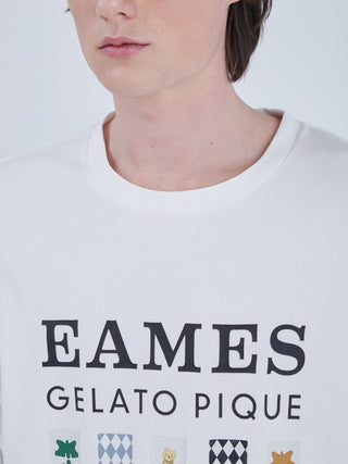 EAMES HOMME One point logo long T by Gelato Pique USA. A light knit series made of "Airmoko" material, inspired by "EAMES."